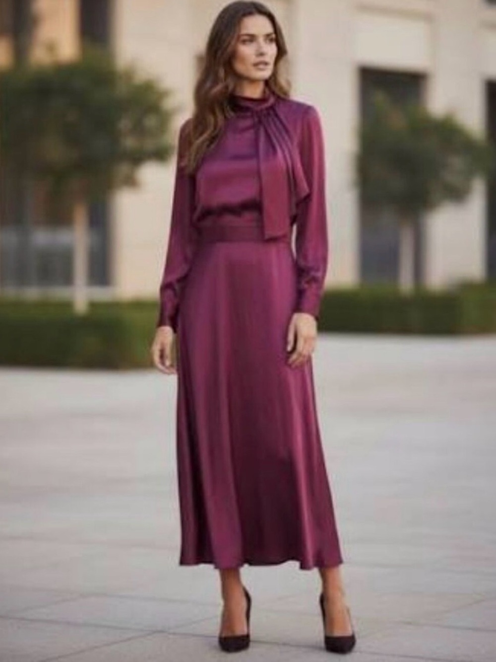 Alexia Admor Burgundy Midi Dress